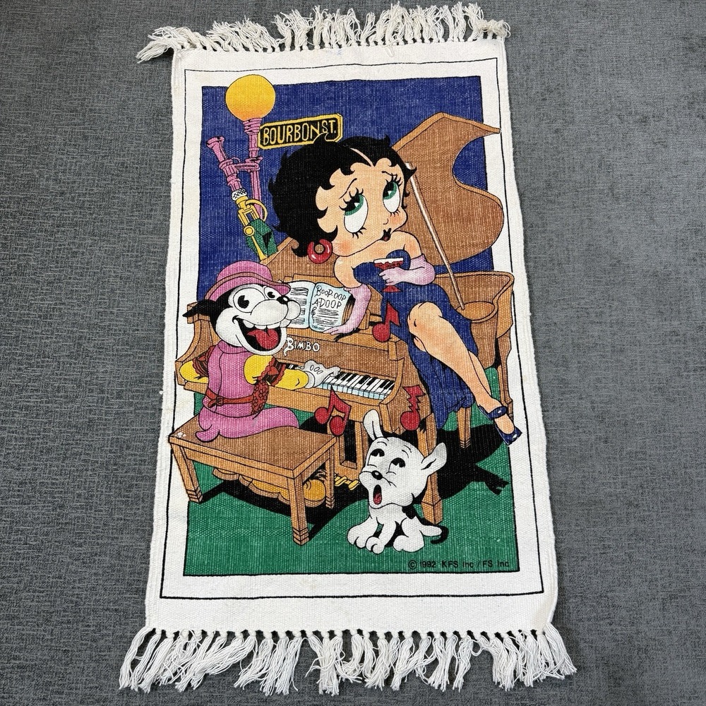 Vtg Betty Boop Rug 20 X 38 Bimbo Pudgy Piano Bourbon Street New Orleans 90's